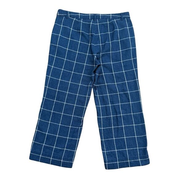 J. Jill Navy White Patterned Pants Size 10 Chic Trousers with Subtle Grid Design - Picture 2 of 8